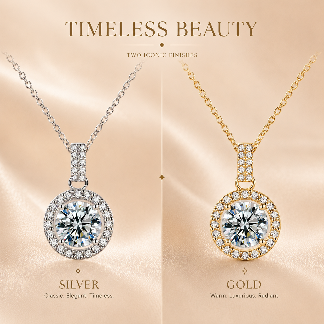 Round Halo Moissanite Pendant Necklace