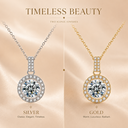 Round Halo Moissanite Pendant Necklace