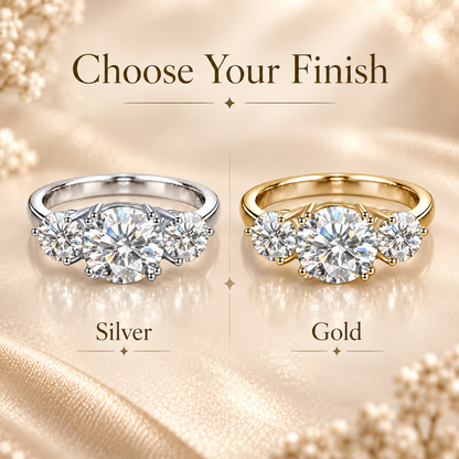 4ct Round Brilliant Moissanite Trilogy Engagement Ring