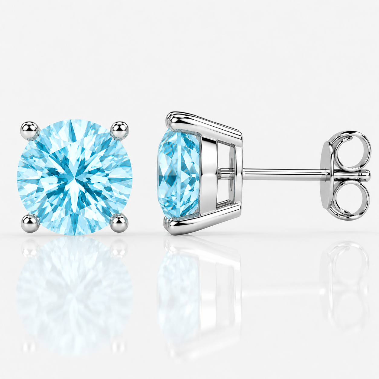 Four Prong Moissanite Solitaire Stud Earrings