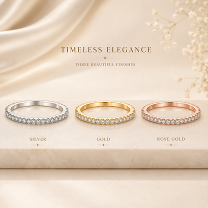 Round Brilliant Cut Moissanite Pavé Wedding Band