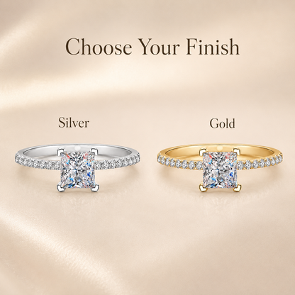 Princess Cut Moissanite Pavé Engagement Ring