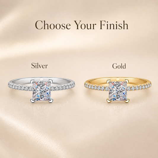 Princess Cut Moissanite Pavé Engagement Ring