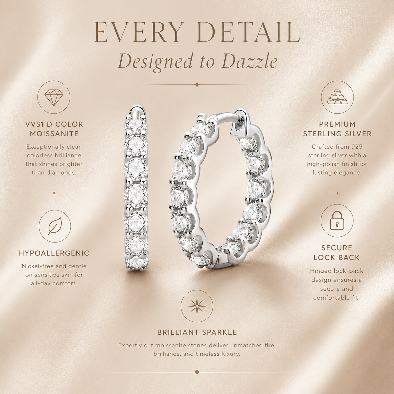 Inside Out Moissanite Hoop Earrings – 2.6ct