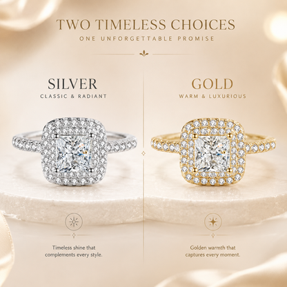 Princess Double Halo Moissanite Engagement Ring