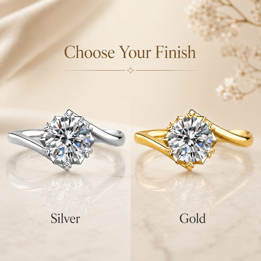 Round Brilliant Moissanite Twist Solitaire Engagement Ring