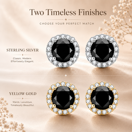 Black Halo Moissanite Stud Earrings