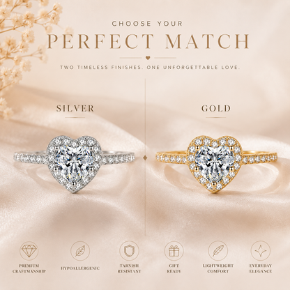 Heart Halo Moissanite Engagement Ring