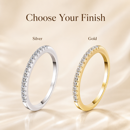 Round Brilliant Moissanite Pavé Half-Eternity Wedding Band