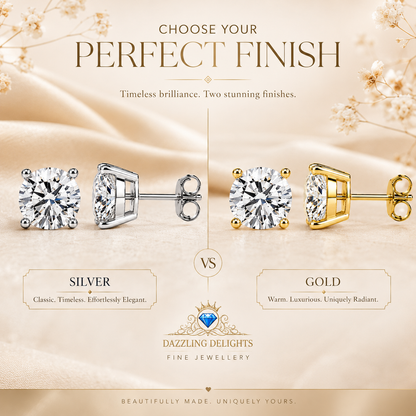 Four Prong Moissanite Solitaire Stud Earrings