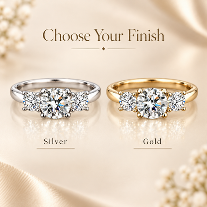2ct Round Brilliant Moissanite Trilogy Engagement Ring