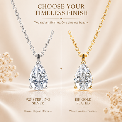 Pear Cut Moissanite Solitaire Pendant Necklace
