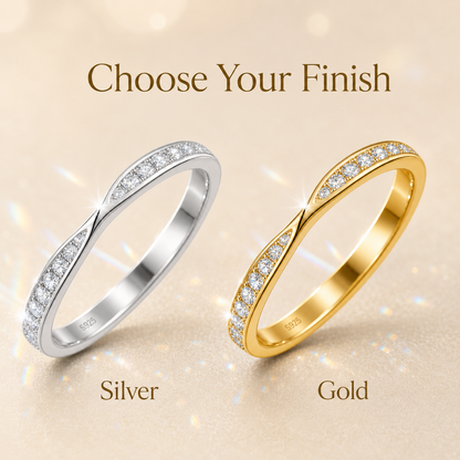 Round Brilliant Moissanite Curved Half Eternity Wedding Band