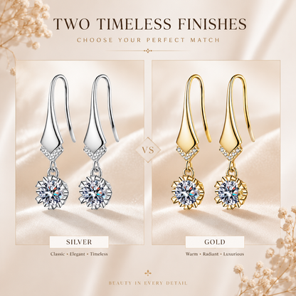 Elegant Round Moissanite Drop Earrings