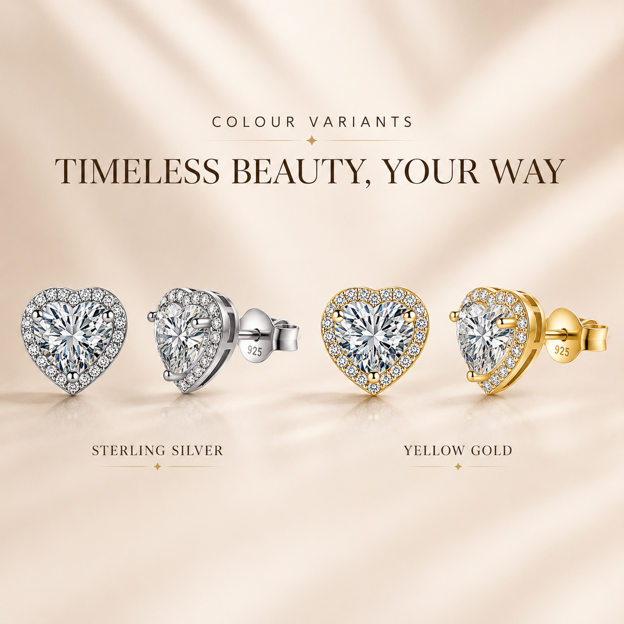 Heart Halo Moissanite Stud Earrings