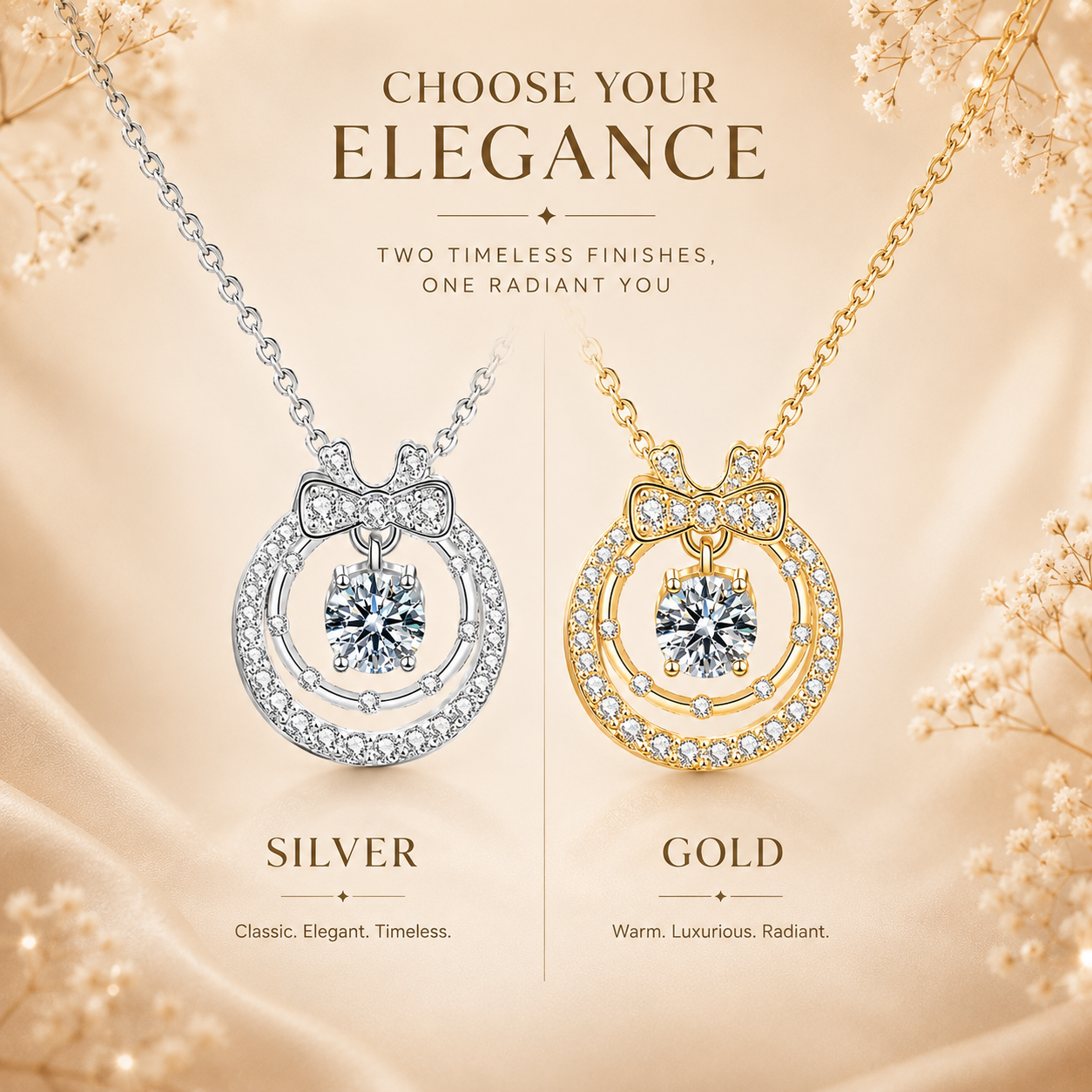 Floating Halo Moissanite Pendant Necklace