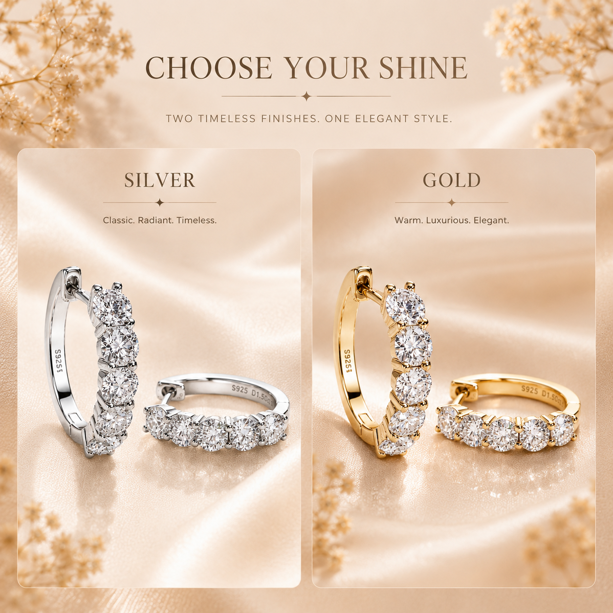 Graduated Moissanite Hoop Earrings – 3ct