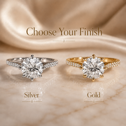Round Brilliant Moissanite 8-Prong Pavé Engagement Ring