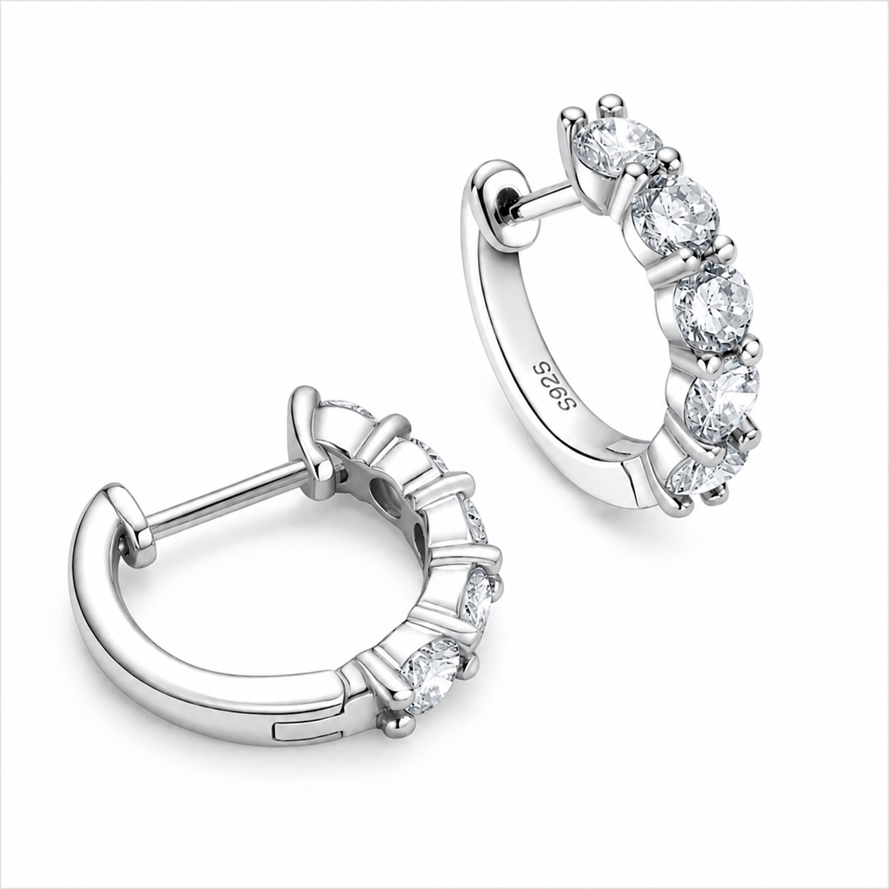 Five Stone Moissanite Hoop Earrings – 2.0ct