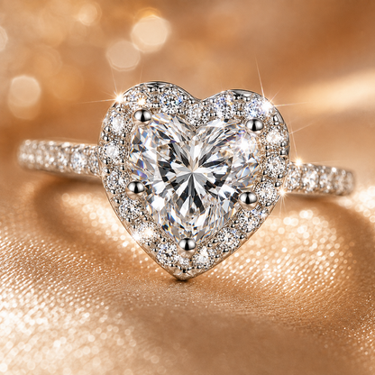 Heart Halo Moissanite Engagement Ring