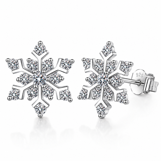 Snowflake Moissanite Stud Earrings