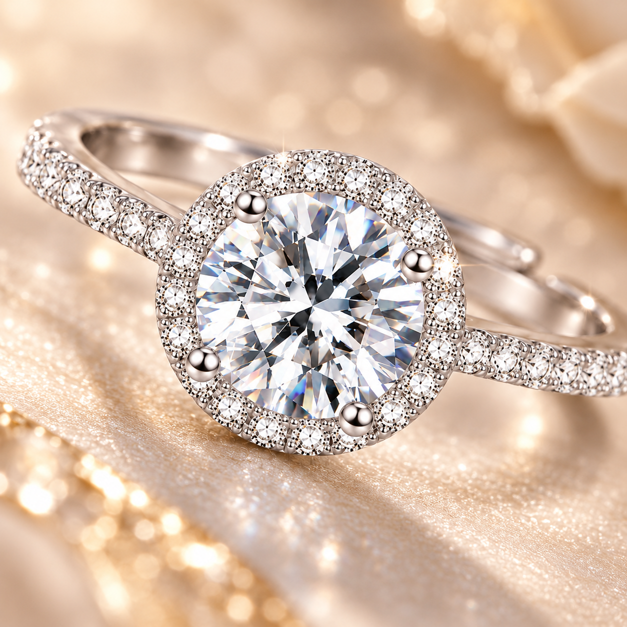 1ct Adjustable Coloured Moissanite Halo Engagement Ring