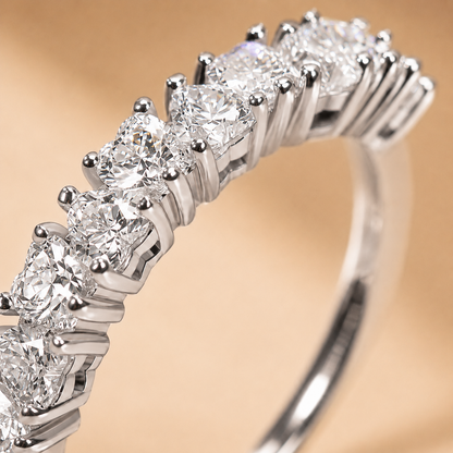 1ct Heart Cut Moissanite Half-Eternity Wedding Band