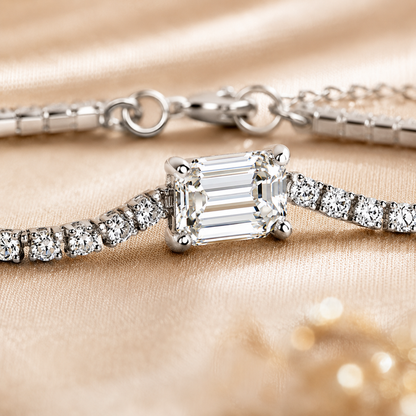 Emerald Cut Moissanite Tennis Bracelet