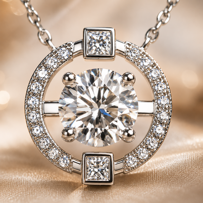 Floating Circle Moissanite Pendant Necklace