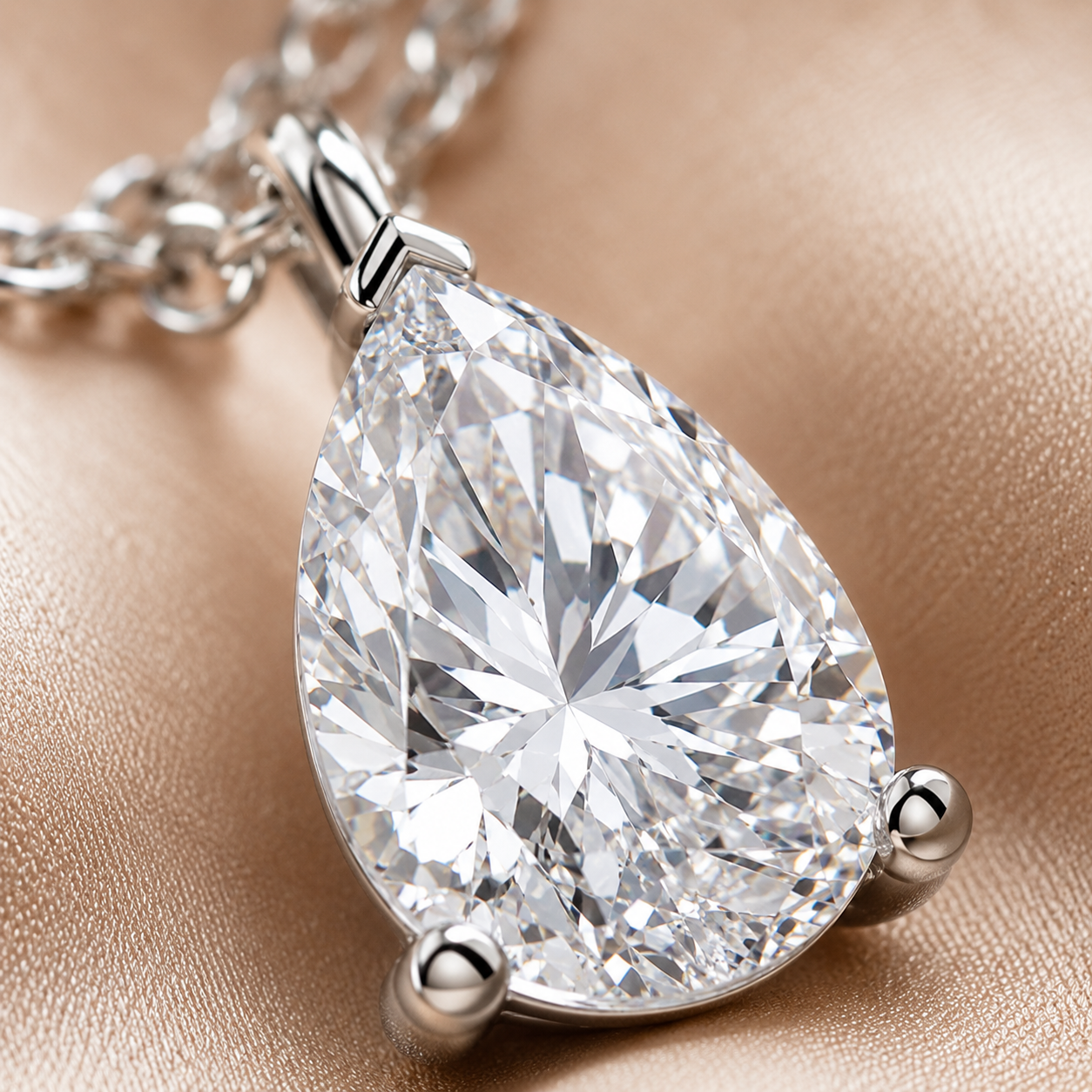 Pear Cut Moissanite Solitaire Pendant Necklace