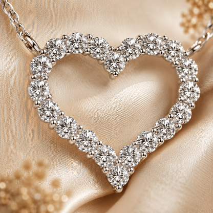 Open Heart Moissanite Necklace