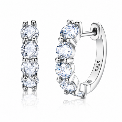 Five Stone Moissanite Hoop Earrings