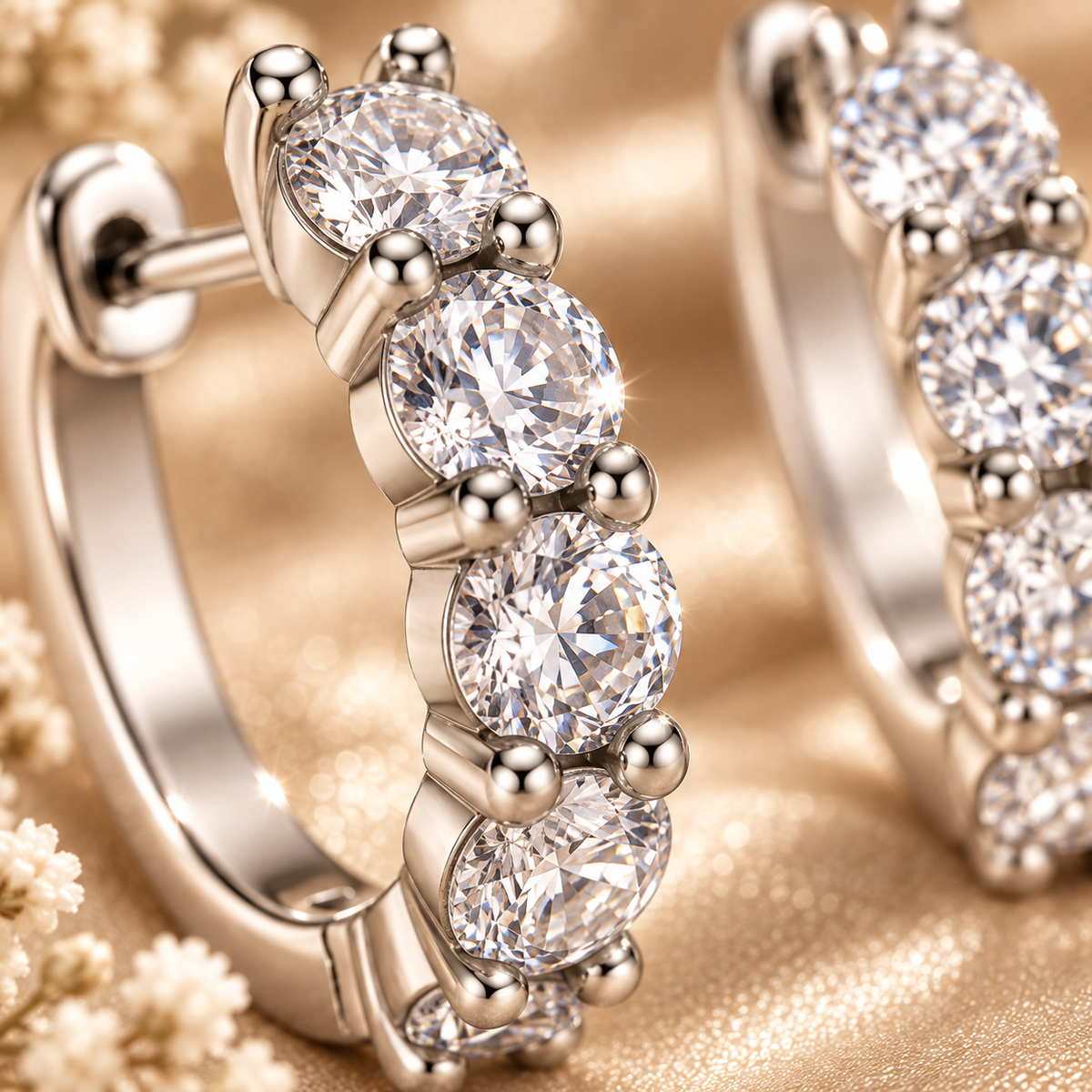 Five Stone Moissanite Hoop Earrings – 2.0ct