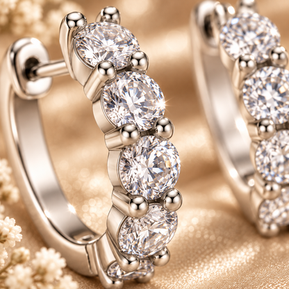 Five Stone Moissanite Hoop Earrings – 2.0ct