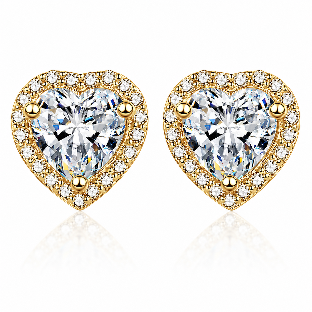 Heart Halo Moissanite Stud Earrings