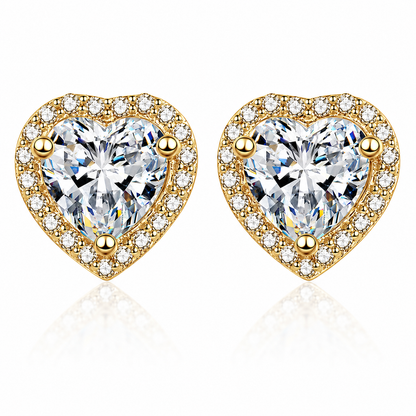 Heart Halo Moissanite Stud Earrings