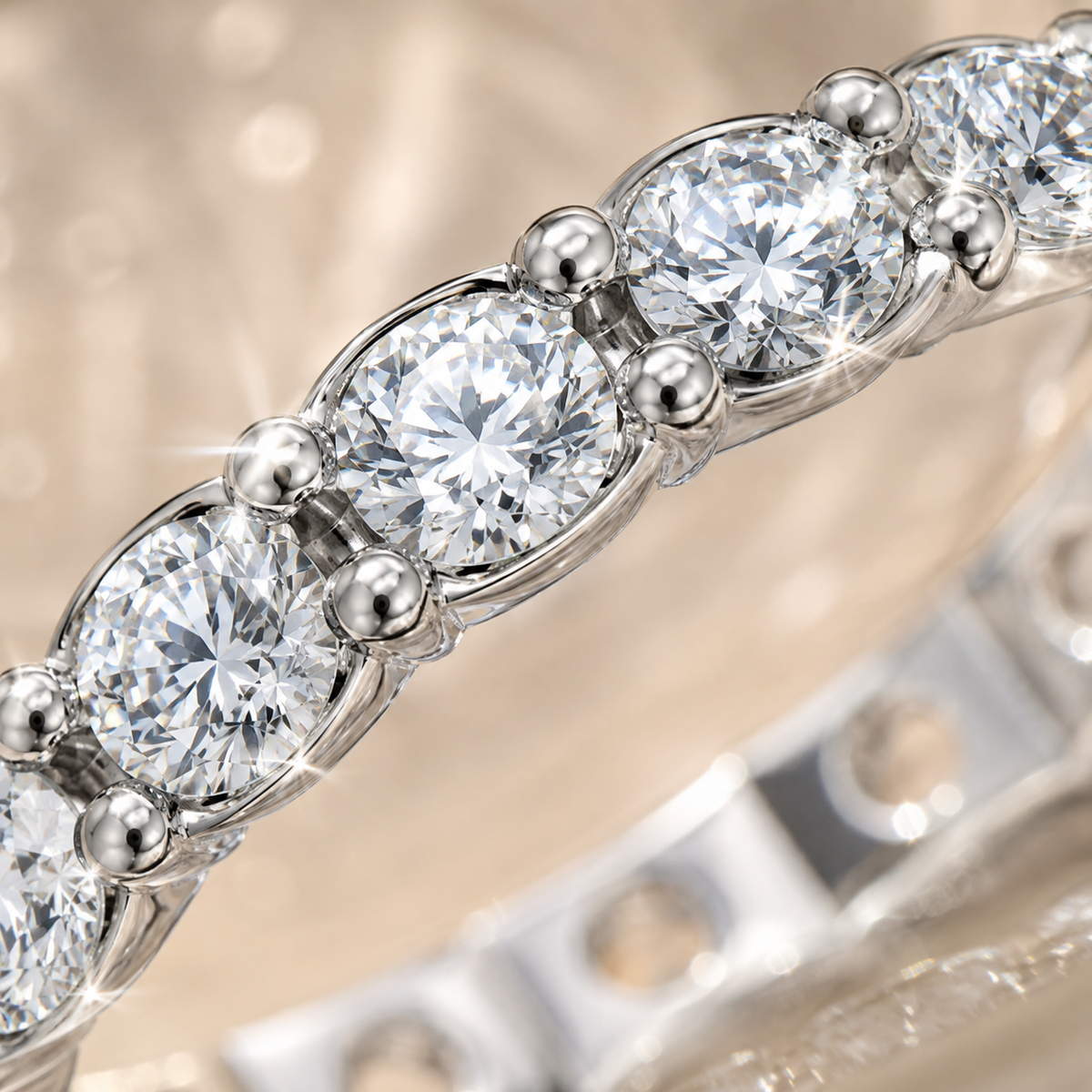 2.1ct Round Brilliant Cut Moissanite Full Eternity Ring Wedding Band