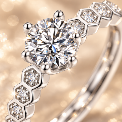 0.5ct Round Brilliant Moissanite Vintage Bezel Adjustable Ring