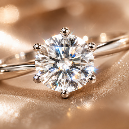 Classic 6 Prong Tiffany Style Solitaire Moissanite Engagement Ring