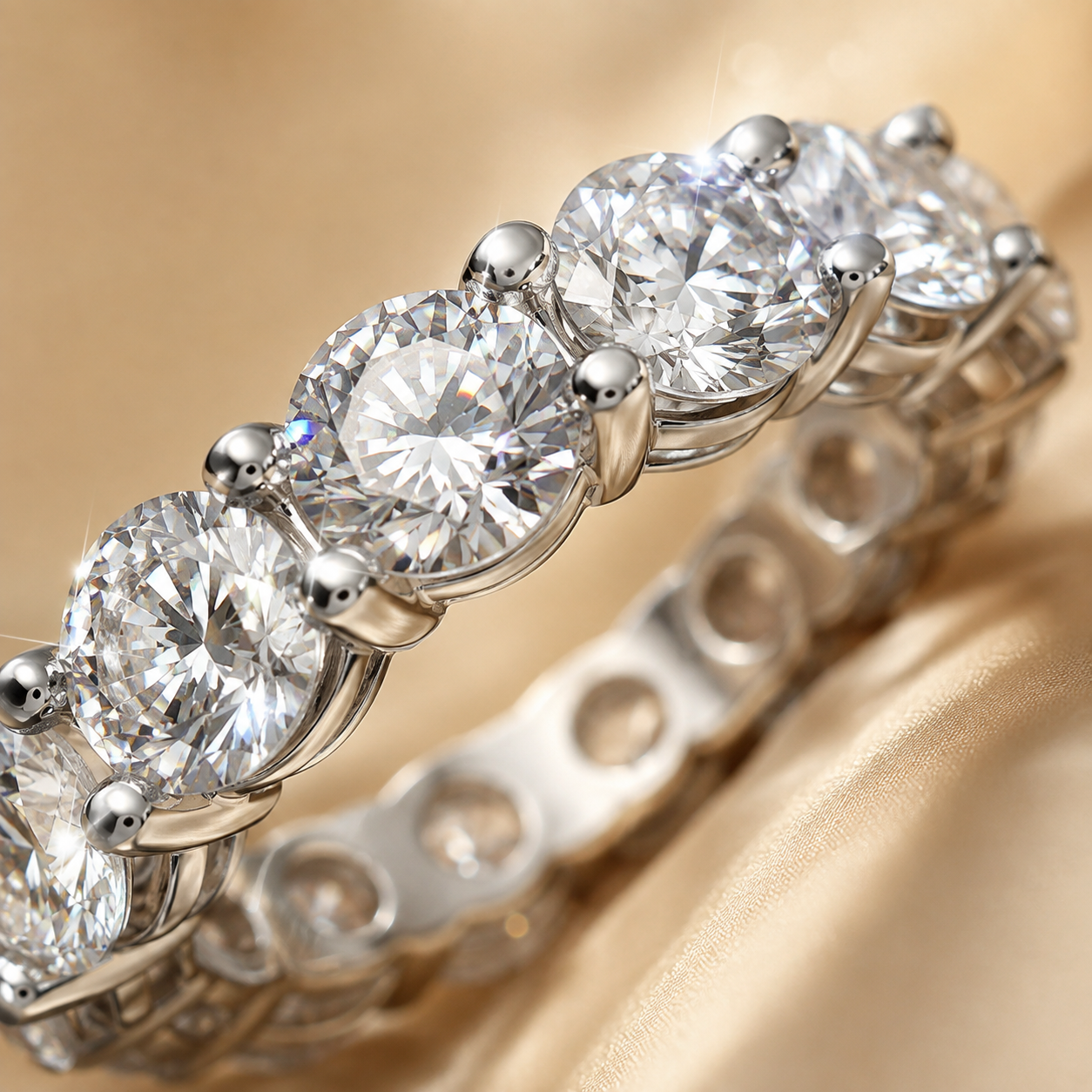 7ct Round Brilliant Moissanite Full-Eternity Wedding Band
