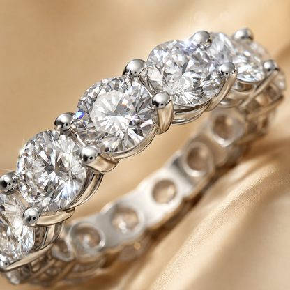 7ct Round Brilliant Moissanite Full-Eternity Wedding Band