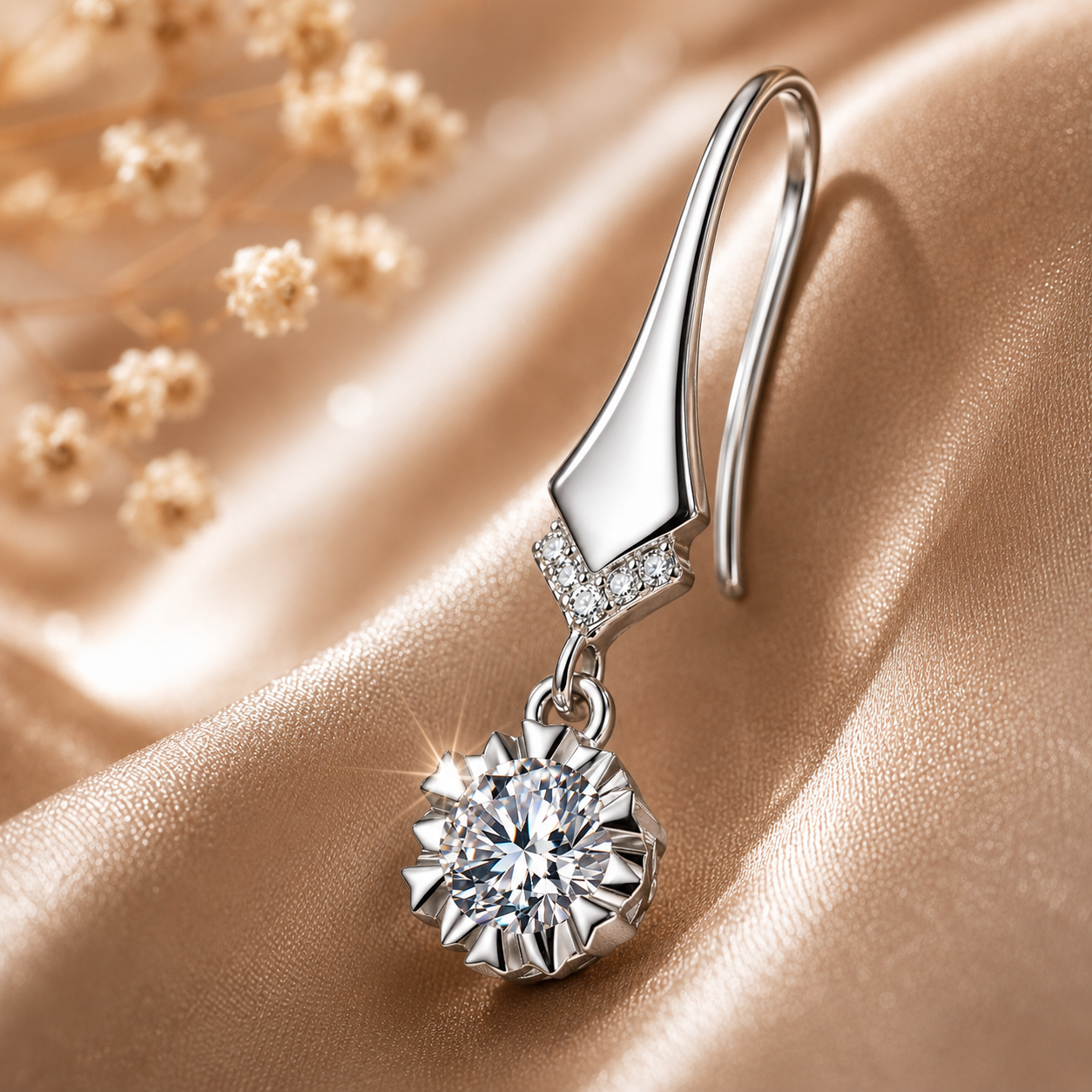Elegant Round Moissanite Drop Earrings