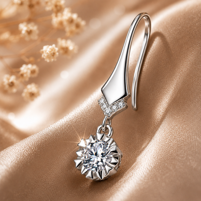 Elegant Round Moissanite Drop Earrings