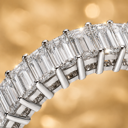 1ct Emerald Cut Moissanite Half-Eternity Wedding Band