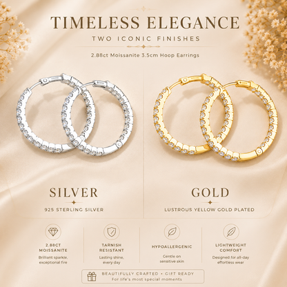 Inside Out Moissanite Hoop Earrings – 2.88ct