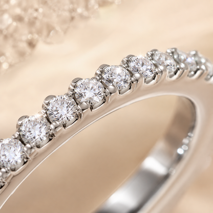 Round Brilliant Cut Moissanite Pavé Wedding Band