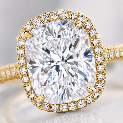 5ct Cushion Cut Moissanite Halo Engagement Ring