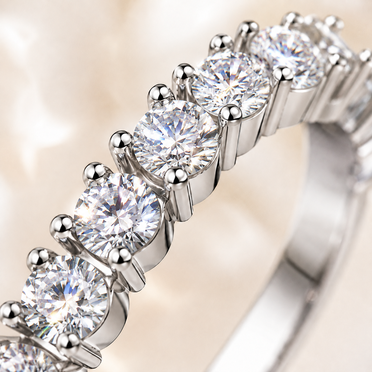 1ct Round Brilliant Moissanite Half-Eternity Wedding Band