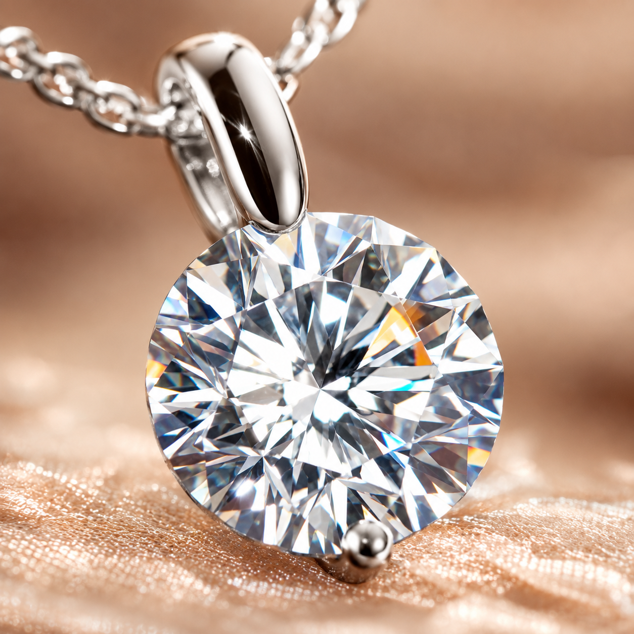 Round Brilliant Moissanite Solitaire Pendant Necklace