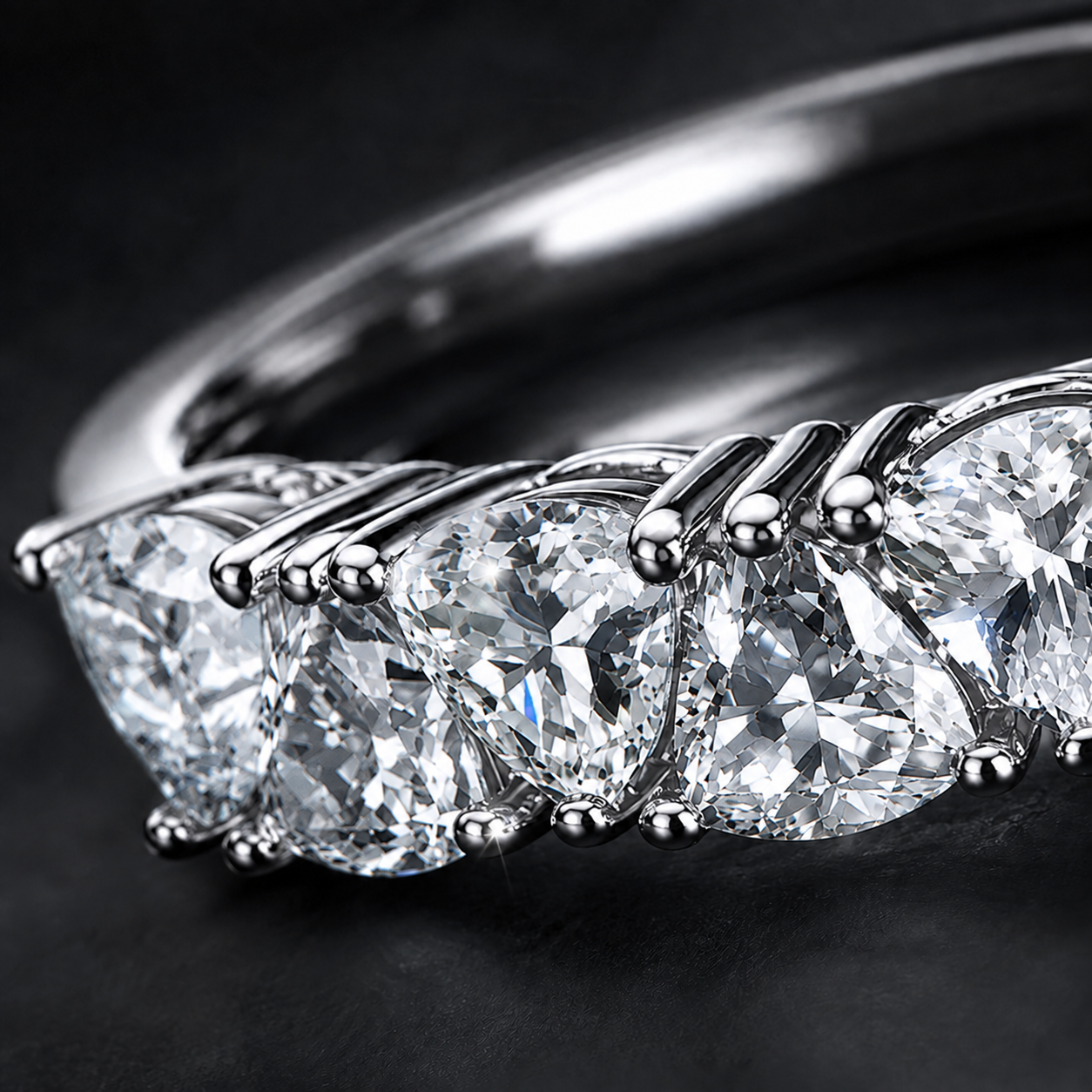 1ct Trillion Cut Moissanite Half-Eternity Wedding Band